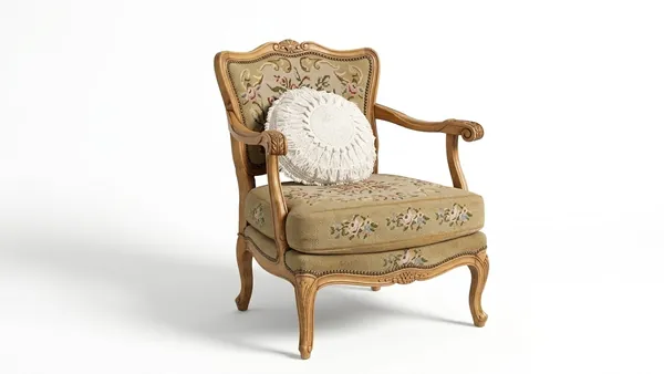Fauteuil vert fleuri